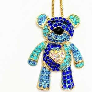 NWOT-Crystal, Movable, Teddy Bear Necklace